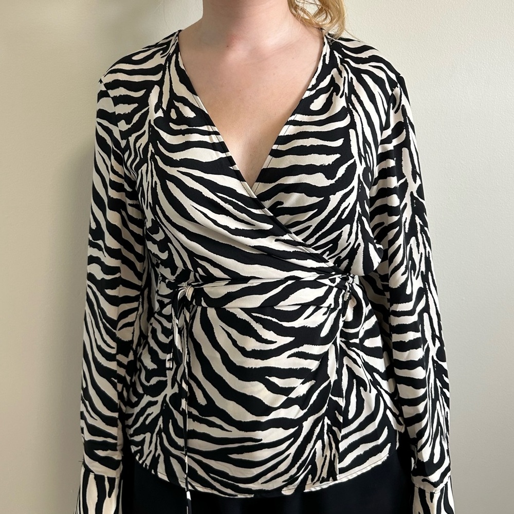 H&M wrap up zebra striped top